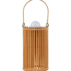 Lámpara de mesa LED Amaria de Lindby, bambú, Ø 12 cm