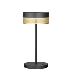 Lámpara de mesa LED Batería recargable de malla, altura 30cm negro/oro