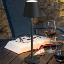 Lámpara de mesa LED 5099, batería recargable IP54 atenuable grafito