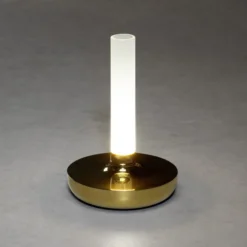 Lámpara de mesa LED Biarritz IP54 batería CCT, oro
