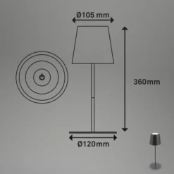 Lámpara de mesa LED con batería 7508015, antracita 2.700 K IP44 Touchdim