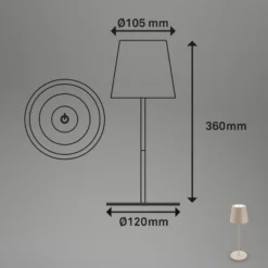 Lámpara de mesa LED con batería 7508011, beige, 2.700 K IP44 Regulador táctil