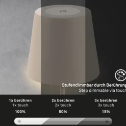 Lámpara de mesa LED con batería 7508011, beige, 2.700 K IP44 Regulador táctil