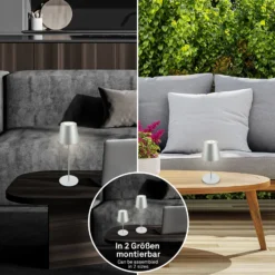 Lámpara de mesa LED con batería 7508014 cromo mate 2.700 K IP44 Touchdim