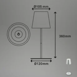 Lámpara de mesa LED con batería 7508014 cromo mate 2.700 K IP44 Touchdim