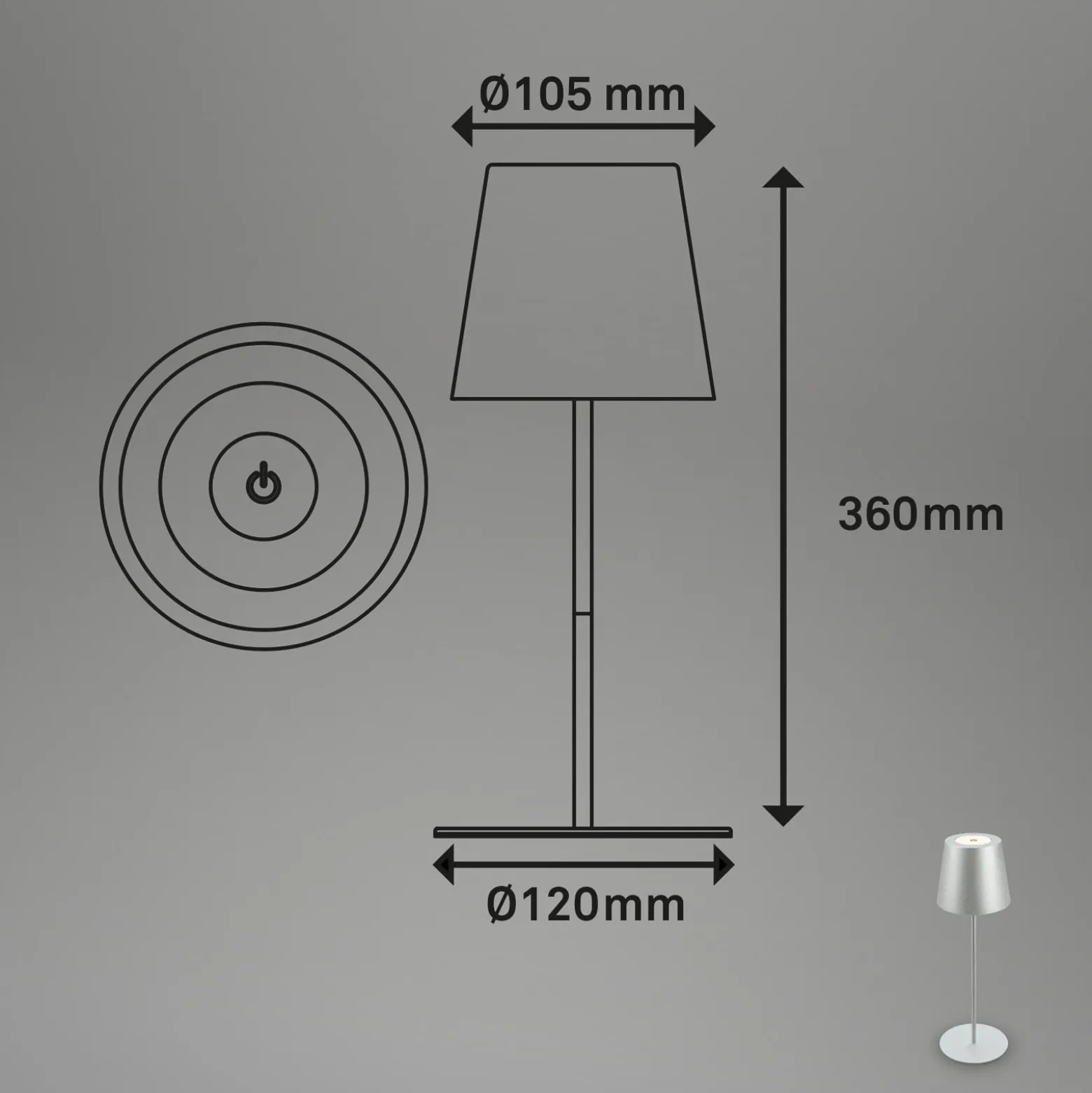 Lámpara de mesa LED con batería 7508014 cromo mate 2.700 K IP44 Touchdim