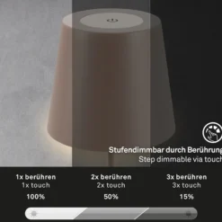 Lámpara de mesa LED con batería 7508012, marrón, 2.700 K IP44 Regulador táctil