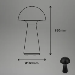Lámpara de mesa LED Fungo, recargable, negra