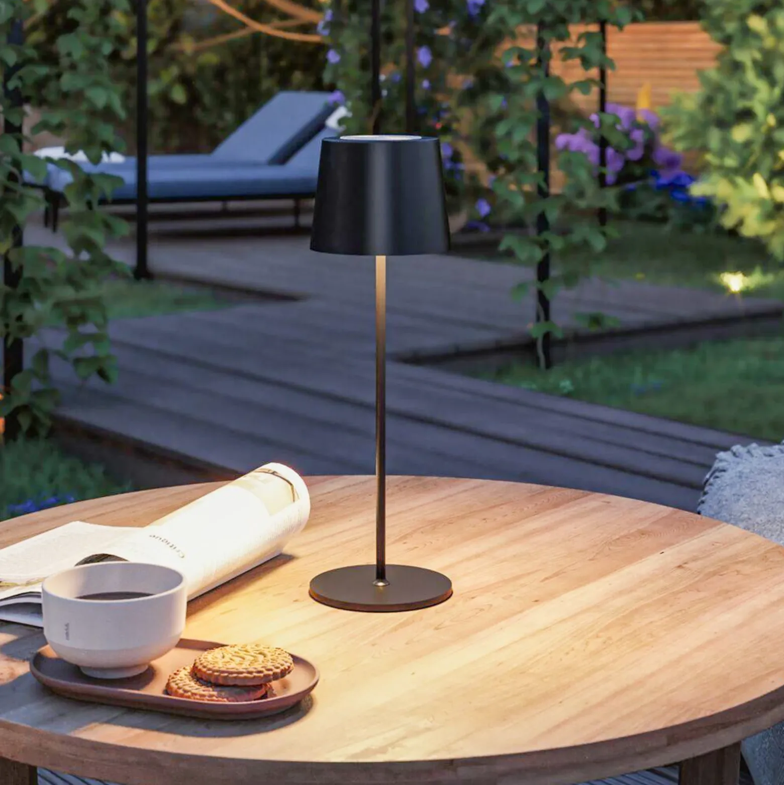 Lámpara de mesa LED Gilo de Paulmann, negra, plástico, IP44