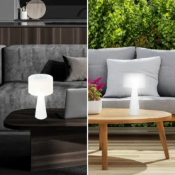 Lámpara de mesa LED Halo, a pilas, blanca