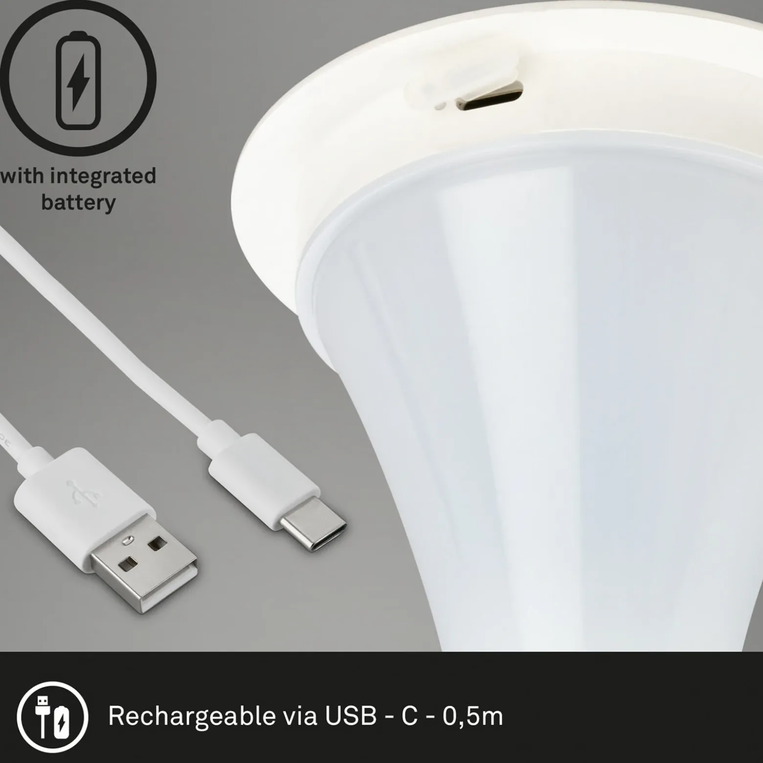 Lámpara de mesa LED Halo, a pilas, blanca