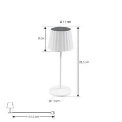 Lámpara de mesa LED Lindby Esali, blanca, ranuras, 29 cm