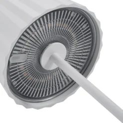 Lámpara de mesa LED Lindby Esali, blanca, ranuras, 29 cm