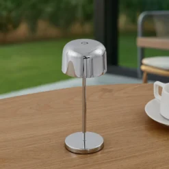 Lámpara de mesa LED Lucande Quill, cromada, CCT, atenuable