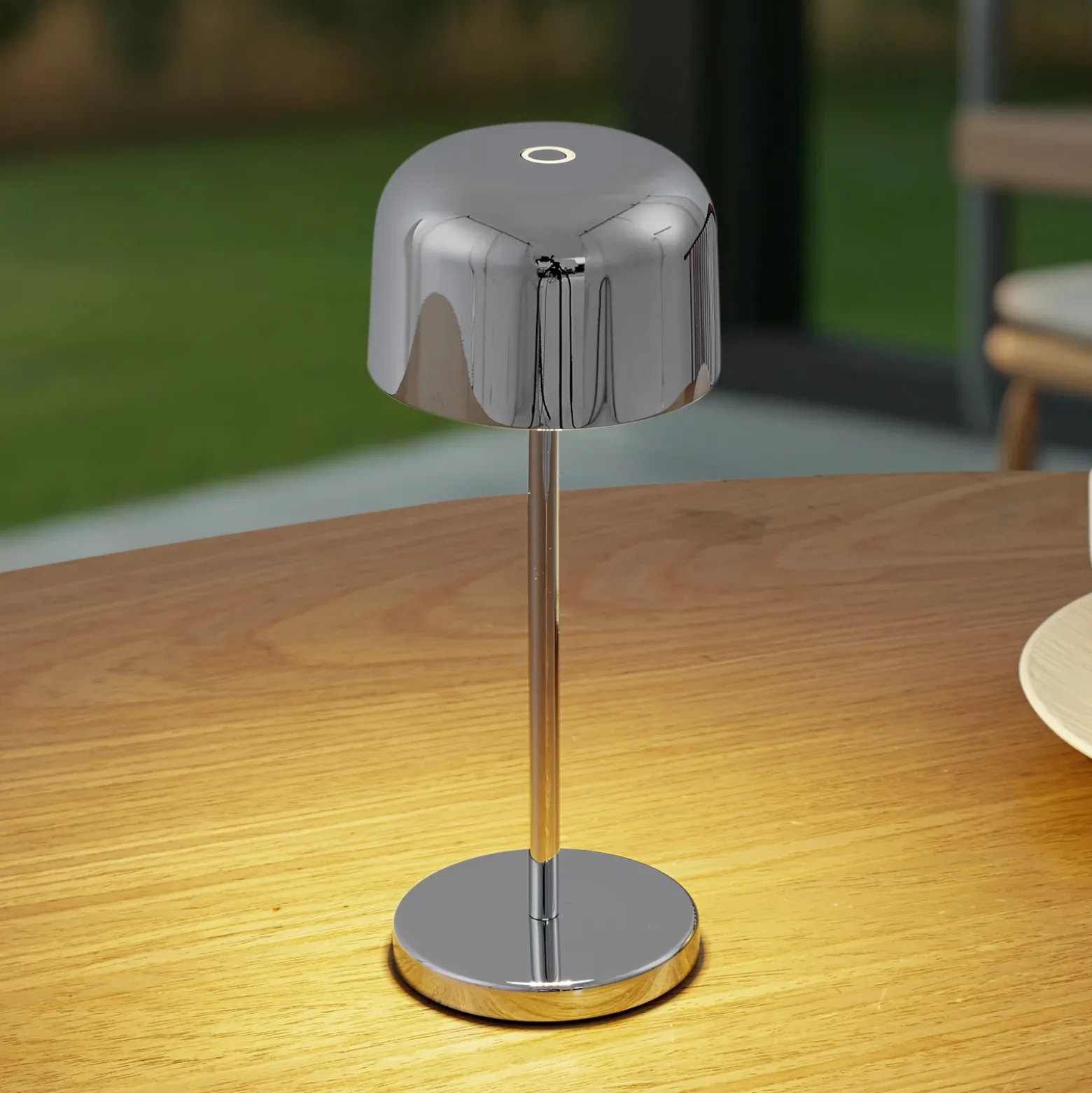 Lámpara de mesa LED Lucande Quill, cromada, CCT, atenuable