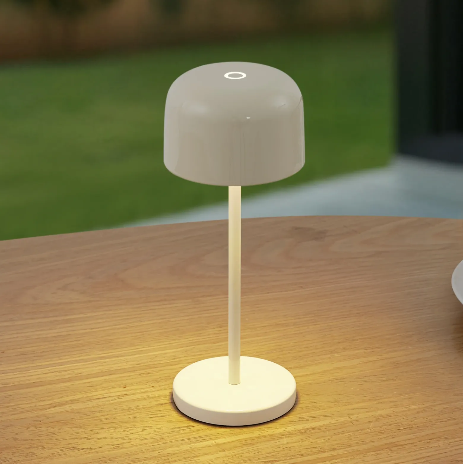 Lámpara de mesa LED Lucande Quill, beige, CCT, atenuable