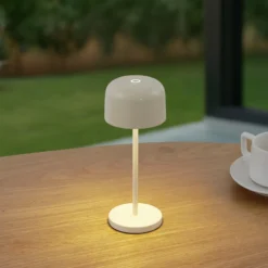 Lámpara de mesa LED Lucande Quill, beige, CCT, atenuable