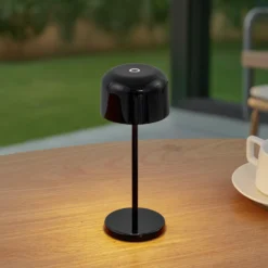Lámpara de mesa LED Lucande Quill, negra, CCT, atenuable