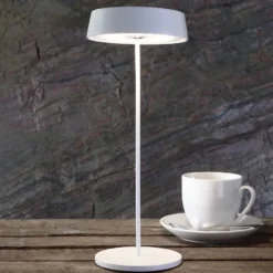 Lámpara de mesa LED Miram, batería, blanco