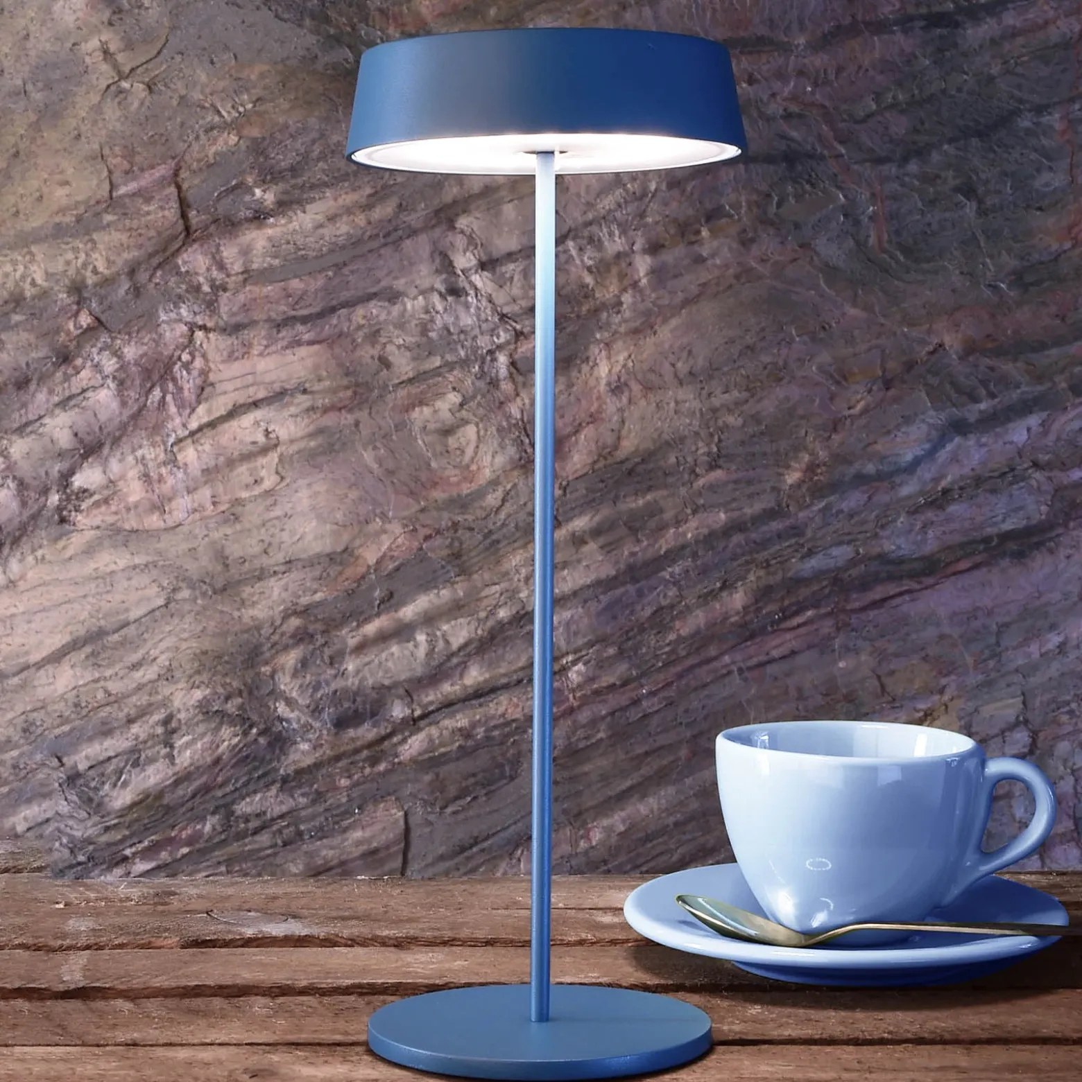 Lámpara de mesa LED Miram, batería, azul