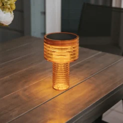 Lámpara de mesa LED Newgarden Ambar, naranja, PMMA, IP44