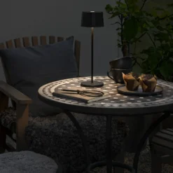 Lámpara de mesa LED Positano para exterior, negro