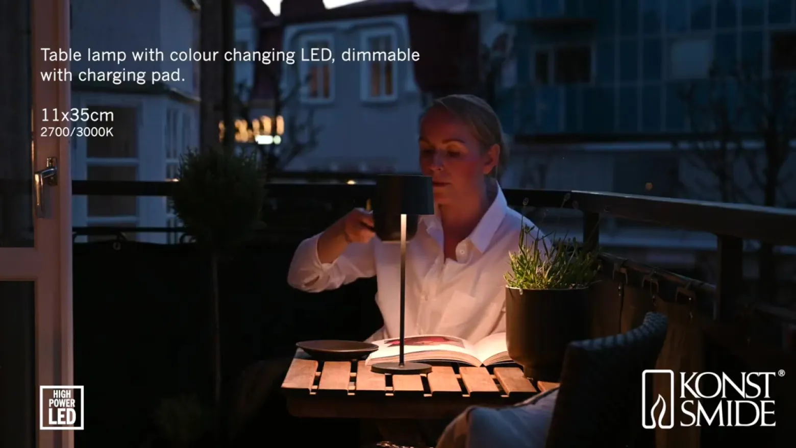 Lámpara de mesa LED Positano para exterior, negro