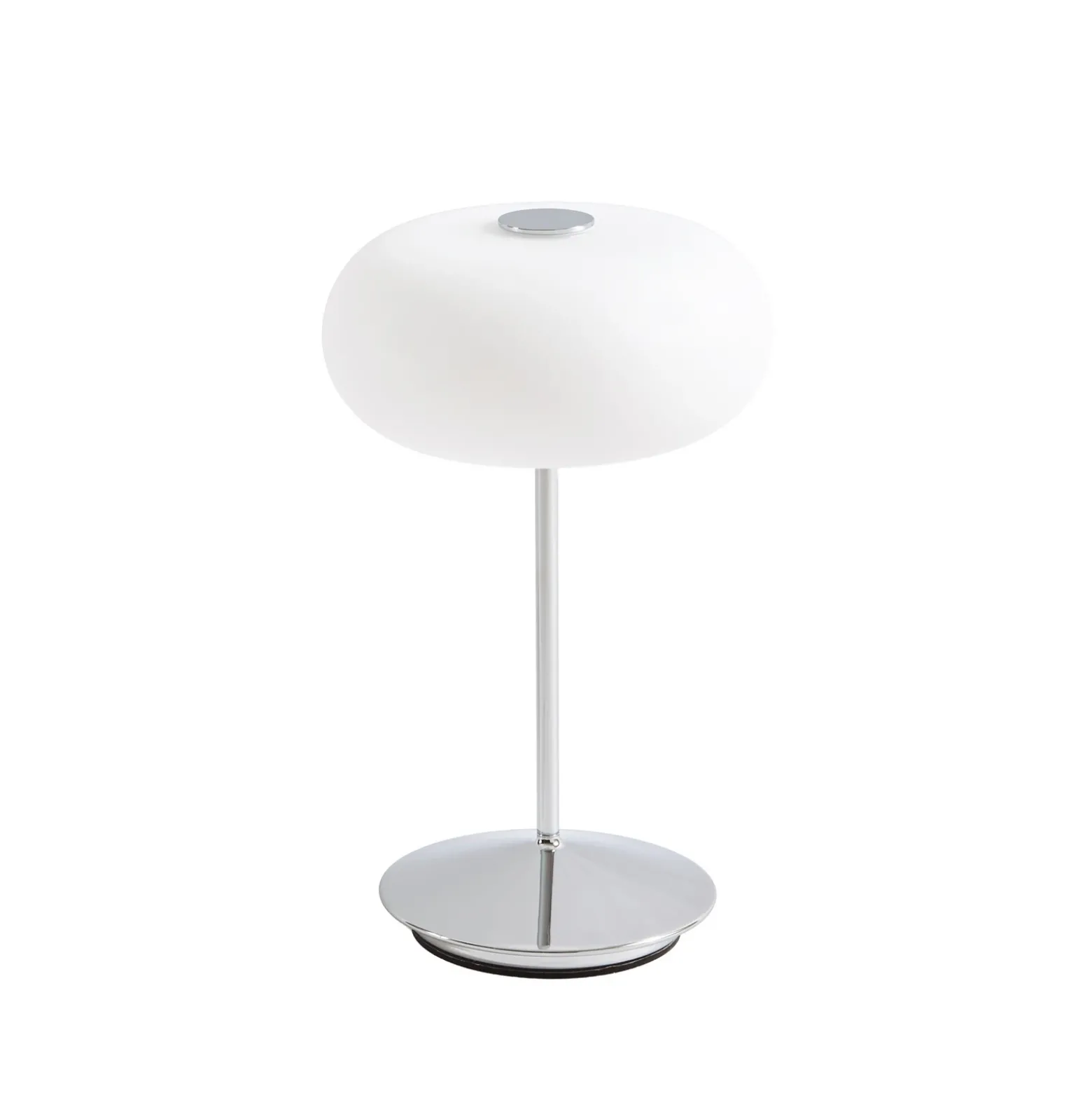 Lámpara de mesa LED recargable Lucande Anoria, cromada/blanca, cristal, IP44,