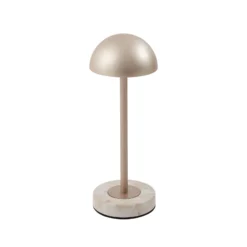 Lámpara de mesa LED recargable Lindby Pippin, dorada/travertino, IP44
