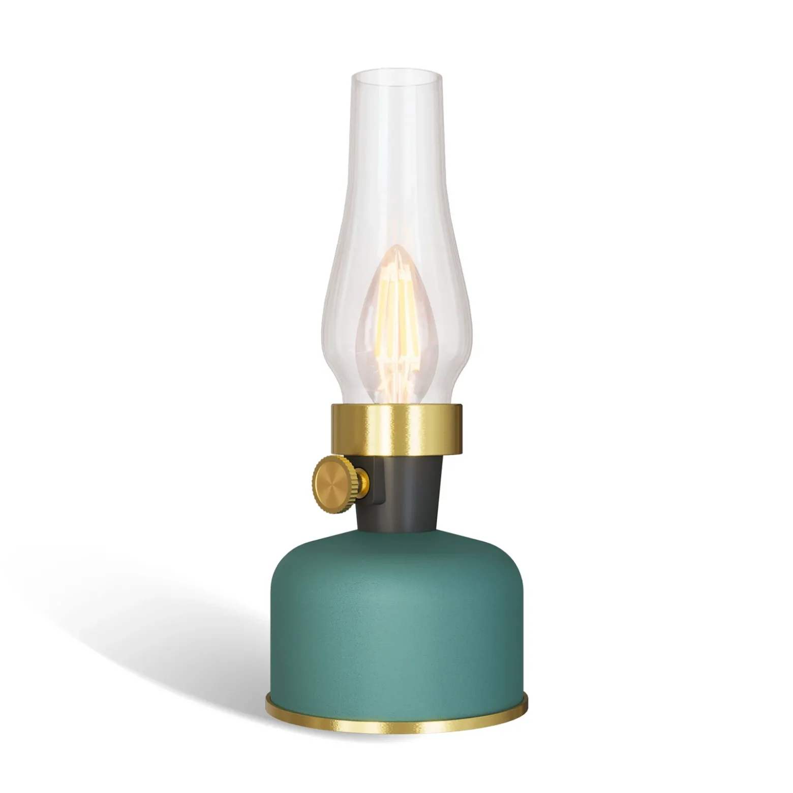 Lámpara de mesa LED recargable Calex Lavinio, verde, con atenuador