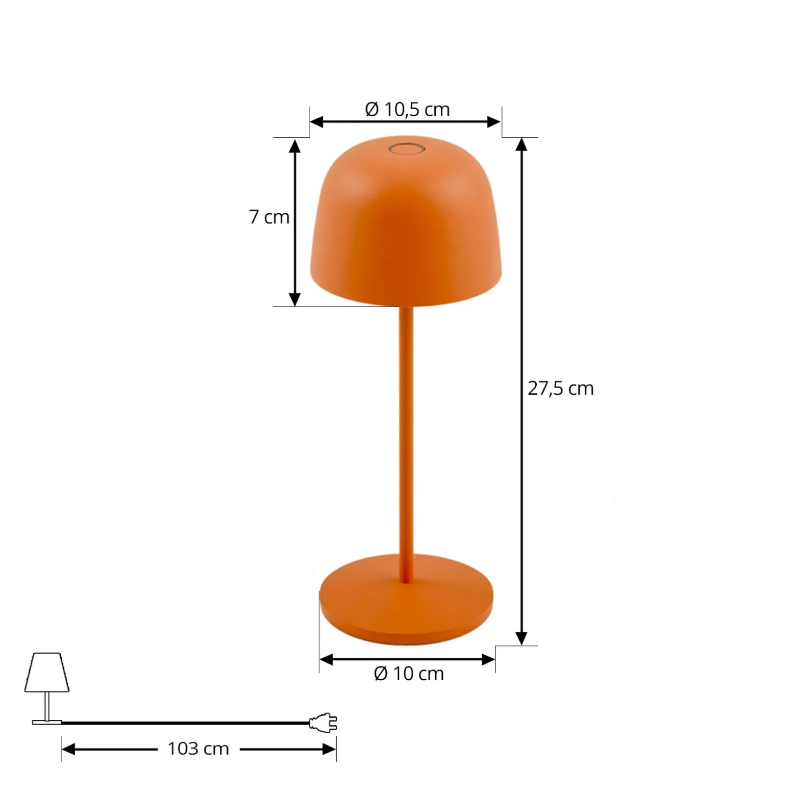 Lámpara de mesa LED recargable Arietty de Lindby, naranja, atenuable, IP65