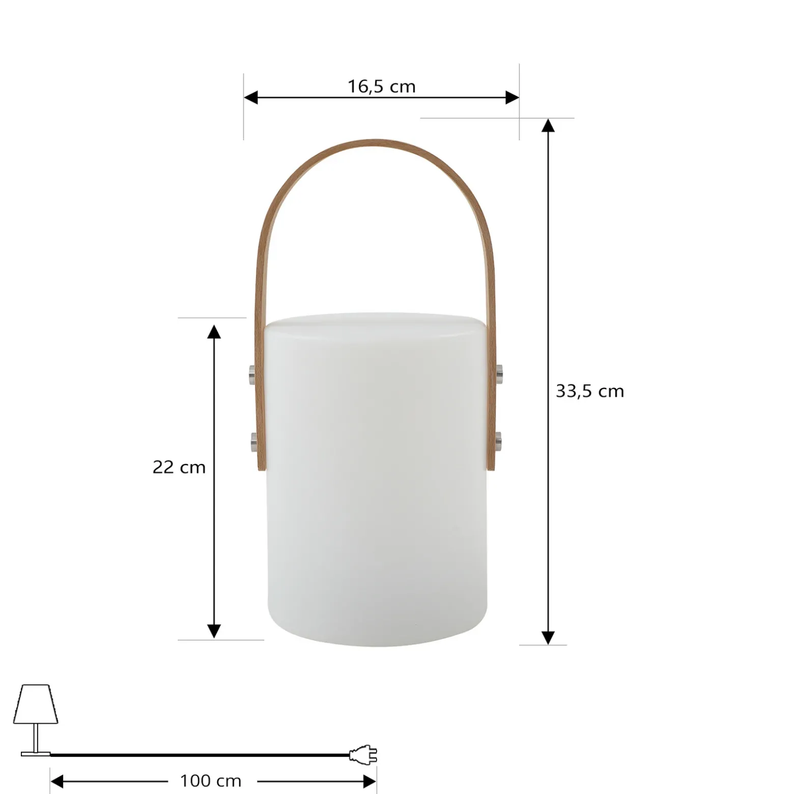 Lámpara de mesa LED recargable para exterior Lindby Juria, blanca, CCT, IP44