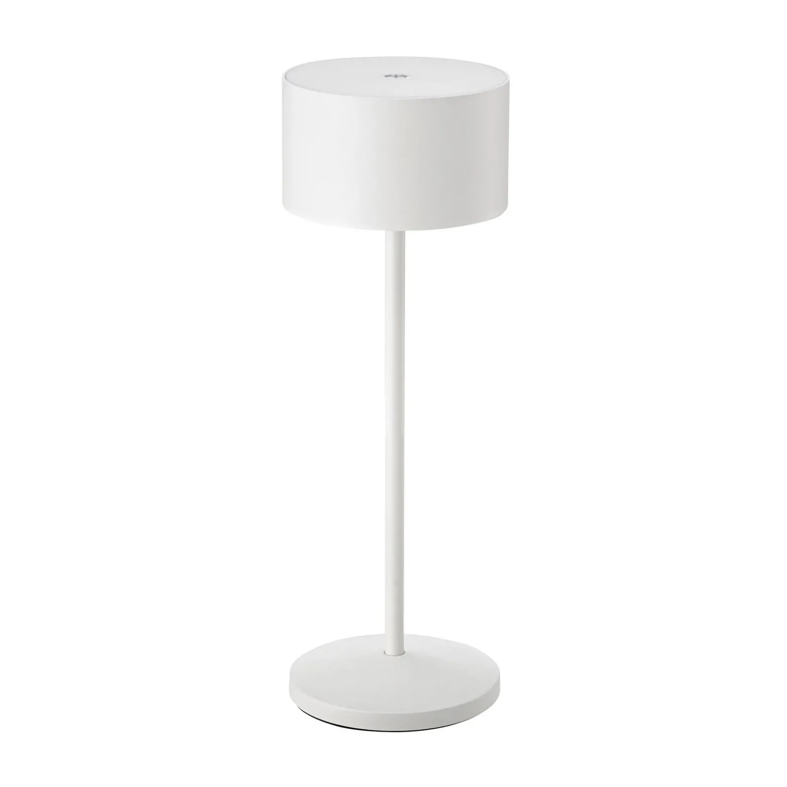 Lámpara de mesa LED recargable Veluna, blanca, altura 25 cm, IP44, atenuable,