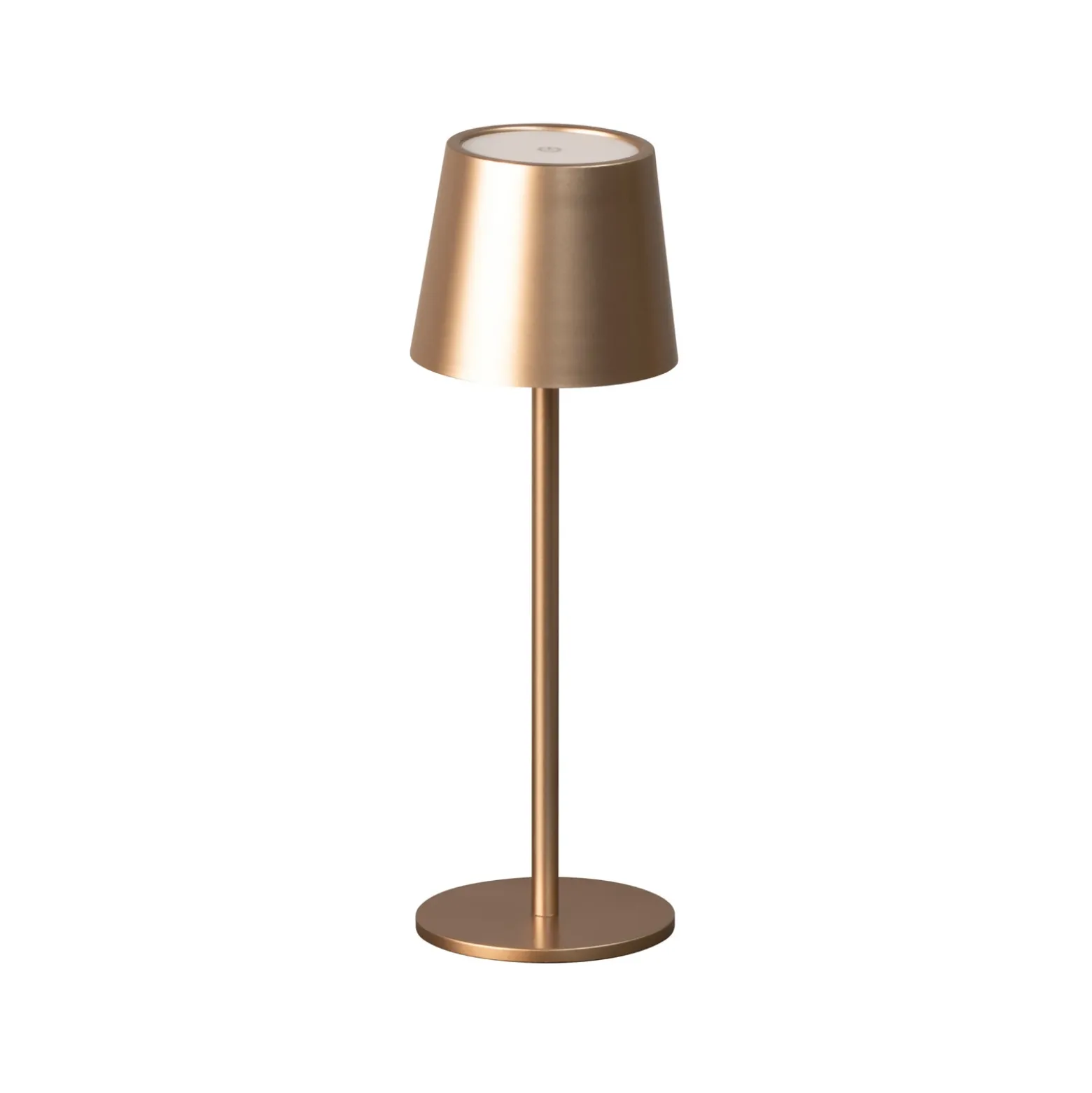 Lámpara de mesa LED recargable Roxi, color café, metal, IP54, atenuador