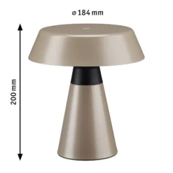 Lámpara de mesa LED recargable Paulmann Lirox, beige/negro, 20 cm, IP44