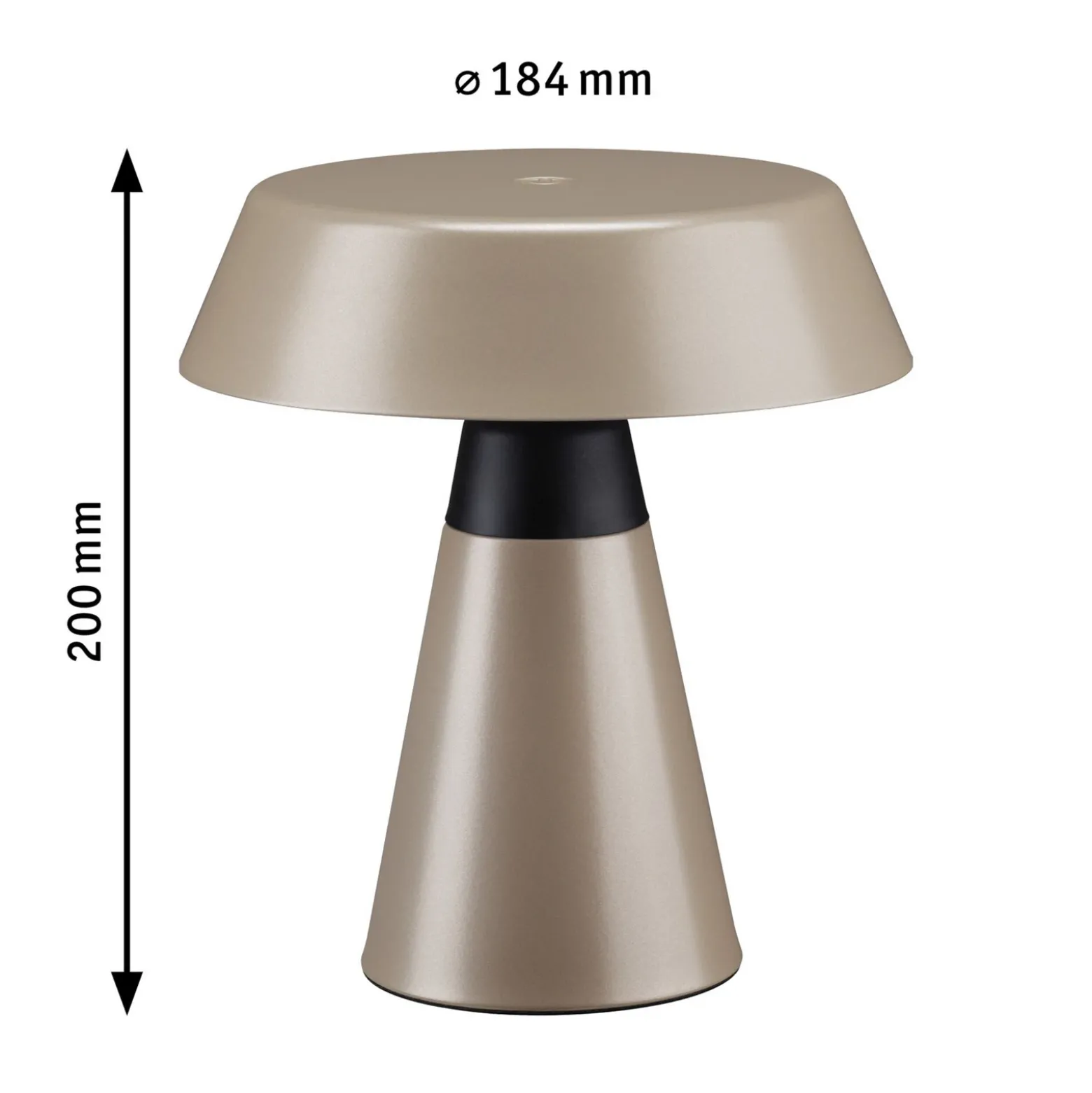 Lámpara de mesa LED recargable Paulmann Lirox, beige/negro, 20 cm, IP44