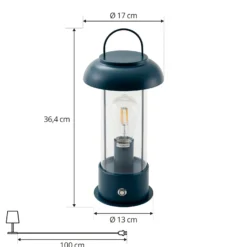 Lámpara de mesa LED recargable Lindby Yvette, azul, IP44, regulador táctil