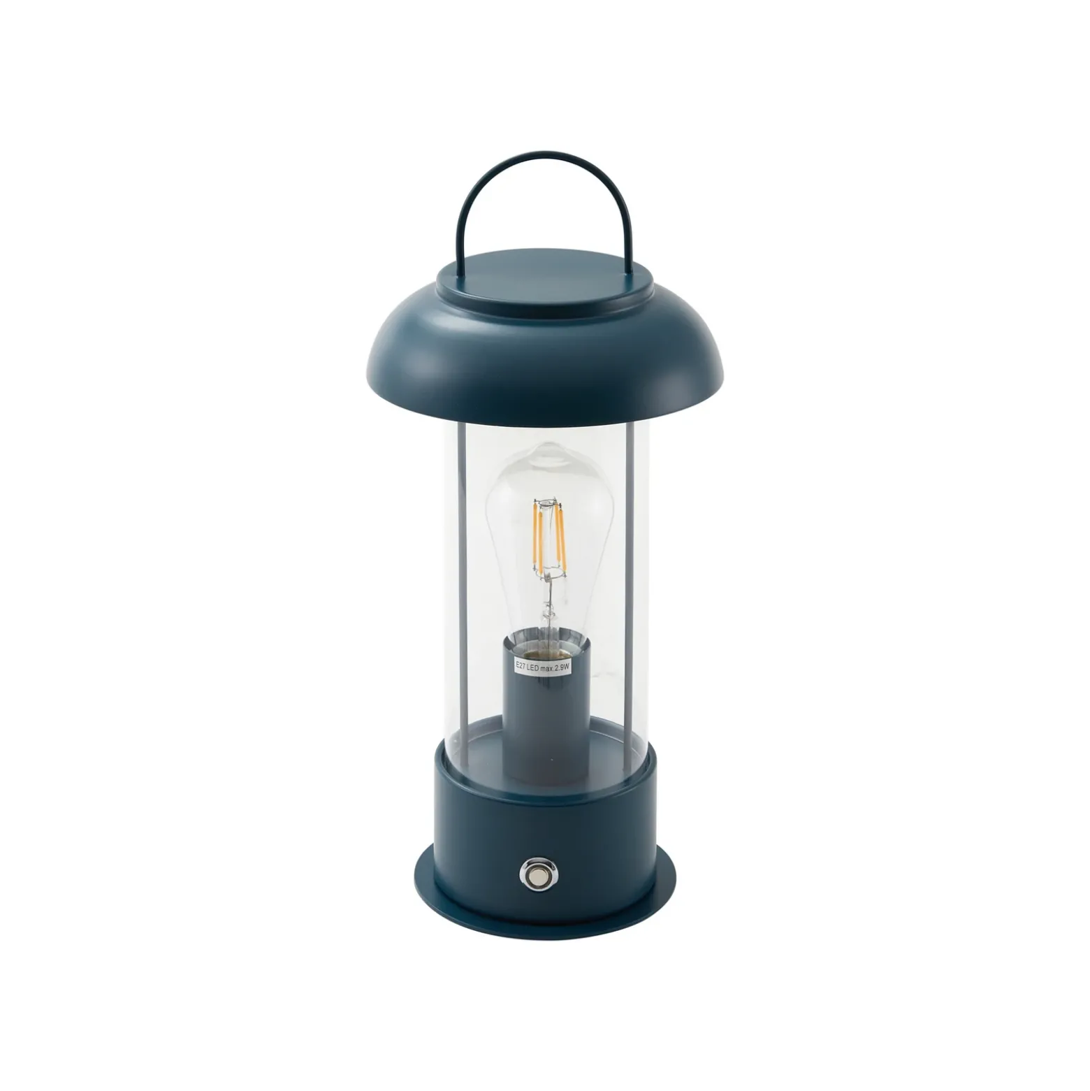Lámpara de mesa LED recargable Lindby Yvette, azul, IP44, regulador táctil