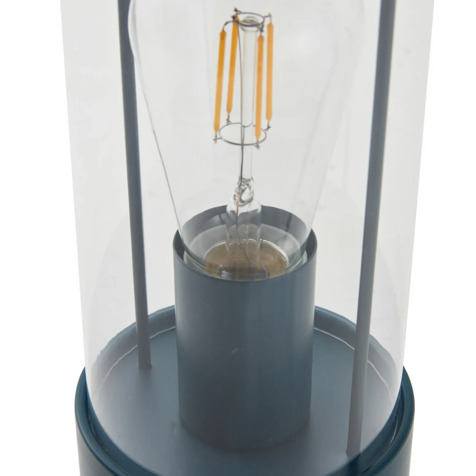 Lámpara de mesa LED recargable Lindby Yvette, azul, IP44, regulador táctil