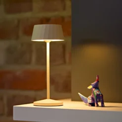 Lámpara de mesa LED recargable Facetta, juego de 3, beige, 22 cm, IP44