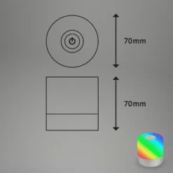 Lámpara de mesa LED recargable Smal, cromo, RGBW, plástico, 7 cm