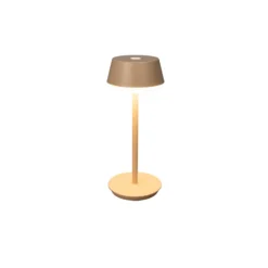 Lámpara de mesa LED recargable Lyon, color arena, IP54, atenuador, CCT, RGB