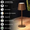 Lámpara de mesa LED recargable Roxi, color óxido, metal, IP54, atenuador