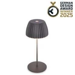 Lámpara de mesa LED recargable Brilo unplugged Riffle, 20 cm, antracita