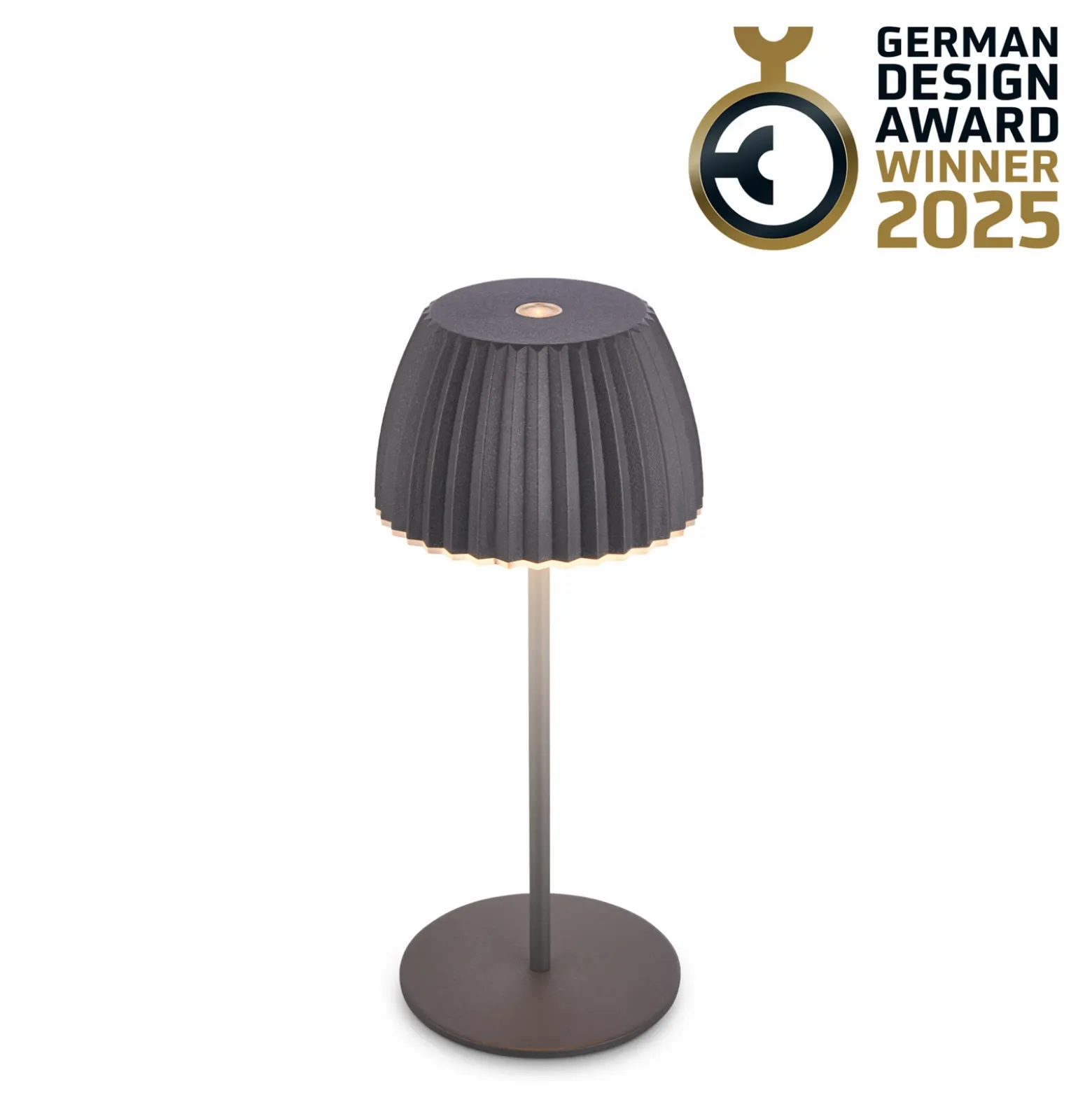 Lámpara de mesa LED recargable Brilo unplugged Riffle, 20 cm, antracita