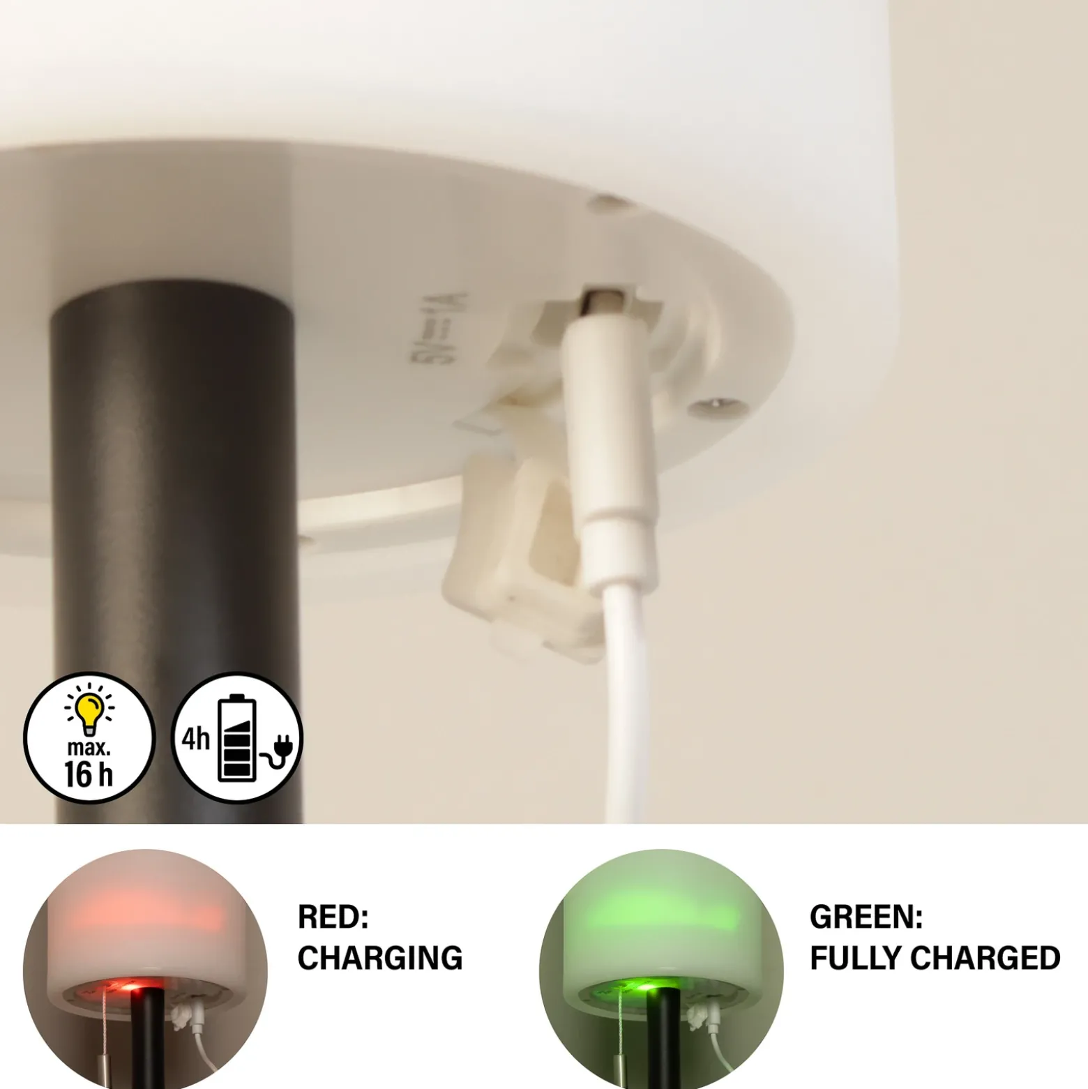 Lámpara de mesa LED recargable Larino, altura 28 cm
