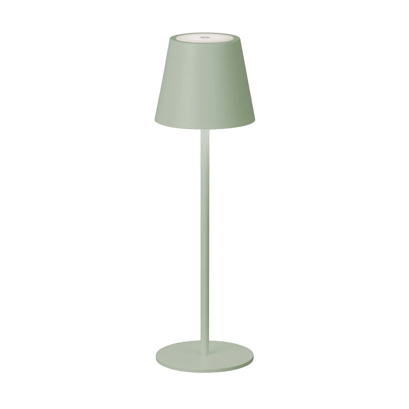 Lámpara de mesa LED recargable Viletto, verde salvia, IP54