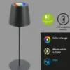 Lámpara de mesa LED recargable 7507015, antracita RGBW IP44 Regulador táctil