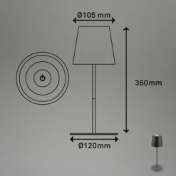 Lámpara de mesa LED recargable 7507015, antracita RGBW IP44 Regulador táctil