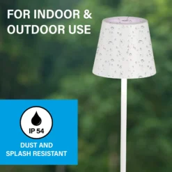 Lámpara de mesa LED recargable Viletto, blanca, IP54